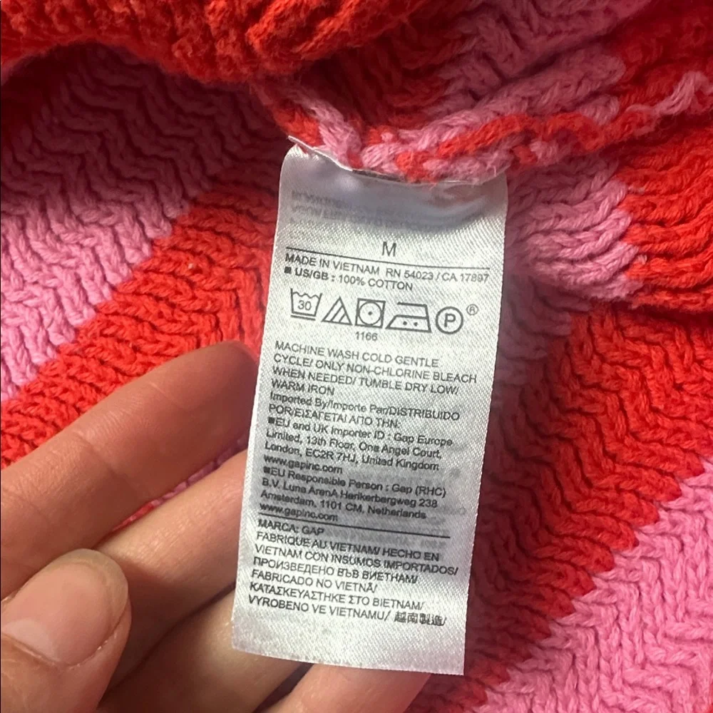 GAP Women’s 100% Cotton Red and Pink Striped Knit Tank Top Size Medium - Picture 5 of 8